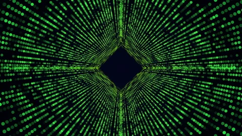 Green Led Screen Motion Pixels Video on Black Background Stock Footage 335361529