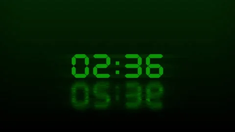 Green LED timer display with reflection for 5 second countdown timer Stock Footage 316059701