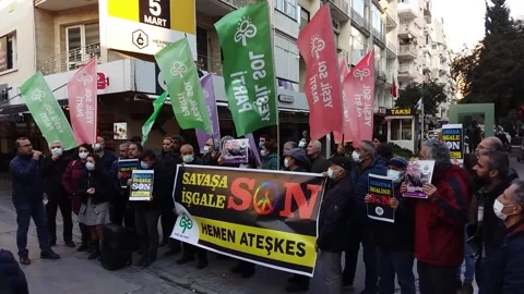 Green Left Party Protests Russian Invasion on Ukraine Stock Footage 171295389