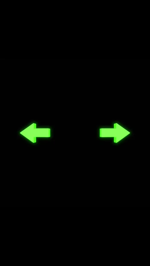 Green left right arrow icons glowing direction symbols, black empty space, Stock Footage 340479734