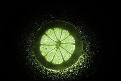 Green lemon on a dark background 库存照片