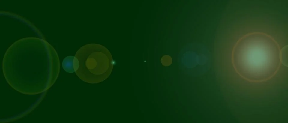 Green Lens Flare Light Effect with Glowing Bokeh Circles Background 스톡 일러스트