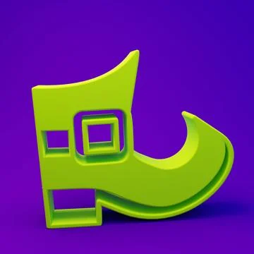 Green Leprechaun boot icon isolated on purple-blue background. Happy Saint .. Stock Illustration