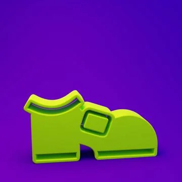 Green Leprechaun boot icon isolated on purple-blue background. Happy Saint .. Stock Illustration