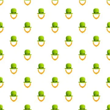 Green leprechaun hat and orange beard seamless pattern Illustrazione stock