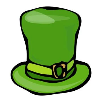 Green Leprechaun Hat. Saint Patricks Day Ireland Vector Illustration Hand Dra Stock Illustration