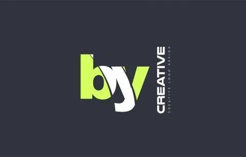 Green letter by b y combination logo icon company design joint joined Illustrazione stock