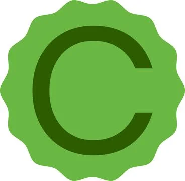 Green Letter C Inside Light Green Circle – Modern Vector Alphabet Design Stock Illustration