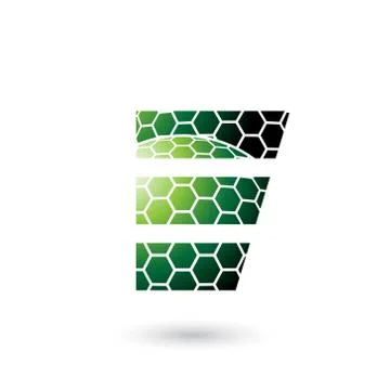 Green Letter E with Honeycomb Pattern Vector Illustration Stock Illustration