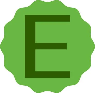 Green Letter E Inside Light Green Circle – Modern Vector Alphabet Design Stock Illustration