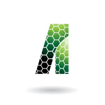 Green Letter A with Honeycomb Pattern Vector Illustration Stock Illustration