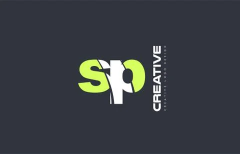 Green letter sp s p combination logo icon company design joint joined Stock Illustration