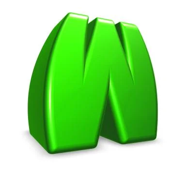 Green letter w on white background - 3d illustration 스톡 일러스트