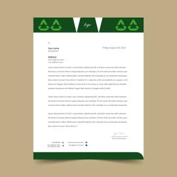 Green Letterhead Pad Template Design 库存插图