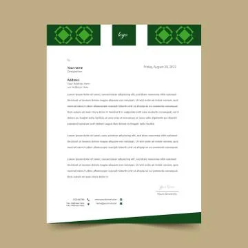 Green Letterhead Pad Template Design Stock Illustration