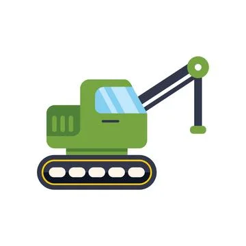 Green lifting crane operating with extended arm illustration Stock Illustration