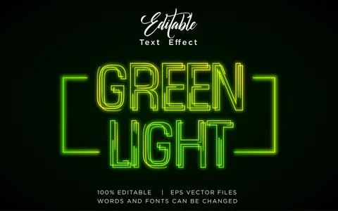 Green Light 3D Editable Text Effect Vector Design Stock Illustration