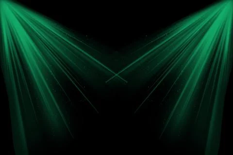 Green light beam on black background Stock Illustration
