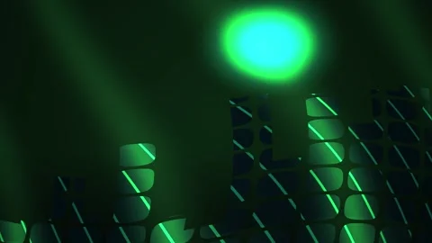 Green light beams shining through a dark grid pattern. Stock Footage 335961835