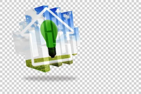 Green light bulb on abstract screen Stock Illustration