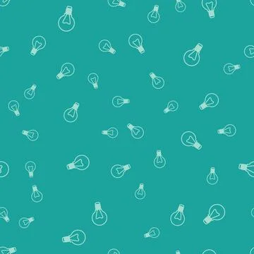 Green Light bulb with concept of idea icon isolated seamless pattern on green Illustrazione stock