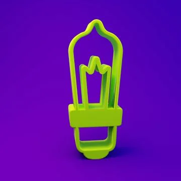 Green Light bulb with concept of idea icon isolated on purple-blue backgrou.. Stock Illustration