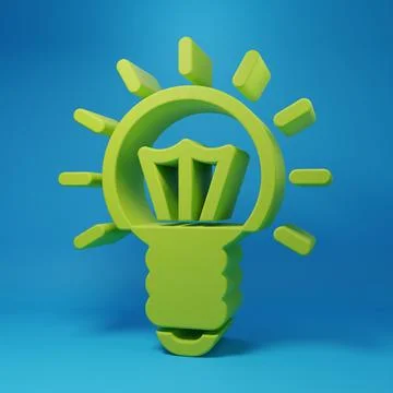 Green Light bulb with concept of idea icon isolated on blue background. Ene.. Stock Illustration