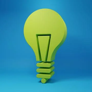 Green Light bulb with concept of idea icon isolated on blue background. Ene.. Stock Illustration
