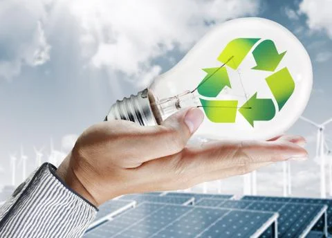 Green light bulb environment concept Stock Illustration