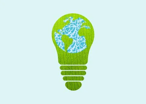 Green light bulb environment day and earth day vector illustration concept .. Иллюстрация
