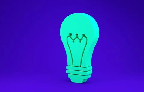 Green Light bulb icon isolated on blue background. Energy and idea symbol. La Stock Illustration