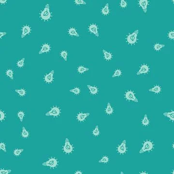 Green Light bulb with leaf icon isolated seamless pattern on green background Illustrazione stock