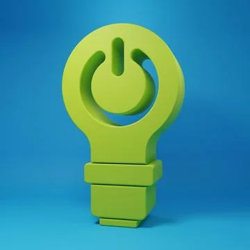Green Light bulb with lightning symbol icon isolated on blue background. Li.. Stock Illustration