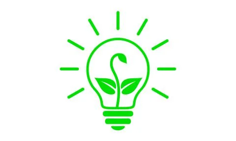 Green light bulb, linear flat icon. Stock Illustration