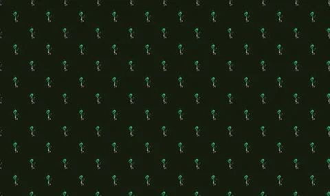 Green light bulbs pattern on black background Stock Illustration
