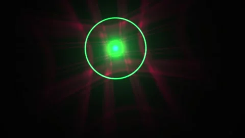 Green light circle with red rays on black background. Stock Footage 336244501