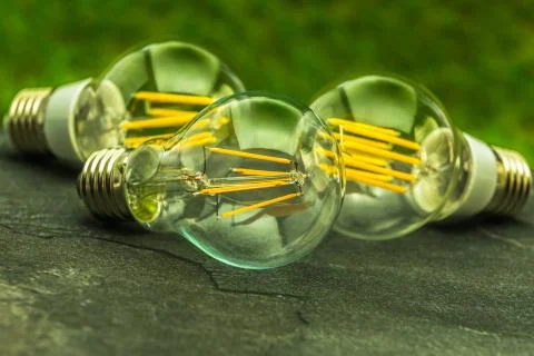 Green light,  E27 LED bulbs with different number of chips Stock Photos