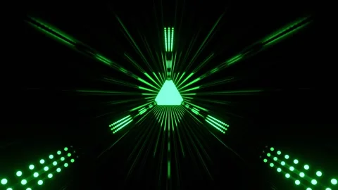 Green Light at the End of the Tunnel Light Movement on LED Panels Background Stock Footage 344098057