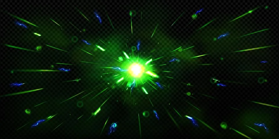 Green light flare effect, bright glow of burst Stock Illustration