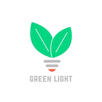 Green light with leafs and bulb Stock Illustration
