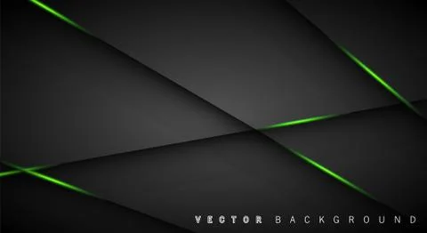 Green light line shadow dark grey luxury background Illustrazione stock