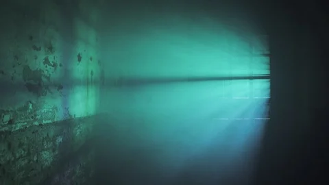 Green light rays behind the window (steady shot version 1) Stock Footage 105299632