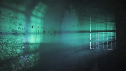 Green light rays behind the window (steady shot version 2) Stock Footage 105299645