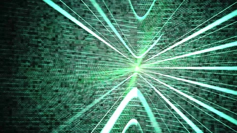 Green light rays on digital background. Stock Footage 340033419