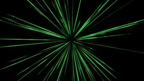Green light rays emitting from a central point Stock Illustration