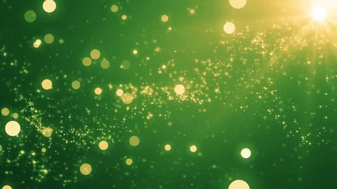 Green light shine particles bokeh, holiday concept. Christmas animated gold b Stock-Footage 82444267