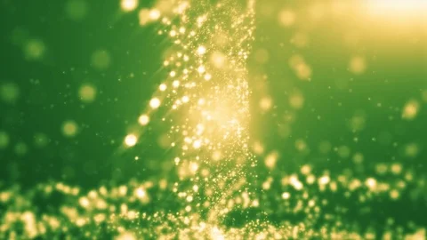 Green light shine particles bokeh, holiday concept. Christmas animated gold b Video stock 82453594