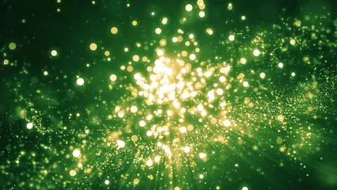 Green light shine particles bokeh, holiday concept. Christmas animated gold b Stock Footage 82490981
