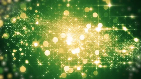 Green light shine particles bokeh, holiday concept. Christmas animated gold b Video stock 82519432