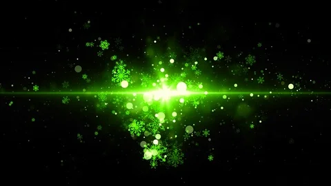 Green Light Snow Flakes Stock Footage 92338150
